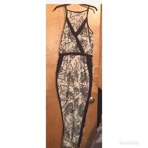 Black and cream floral jumpsuit